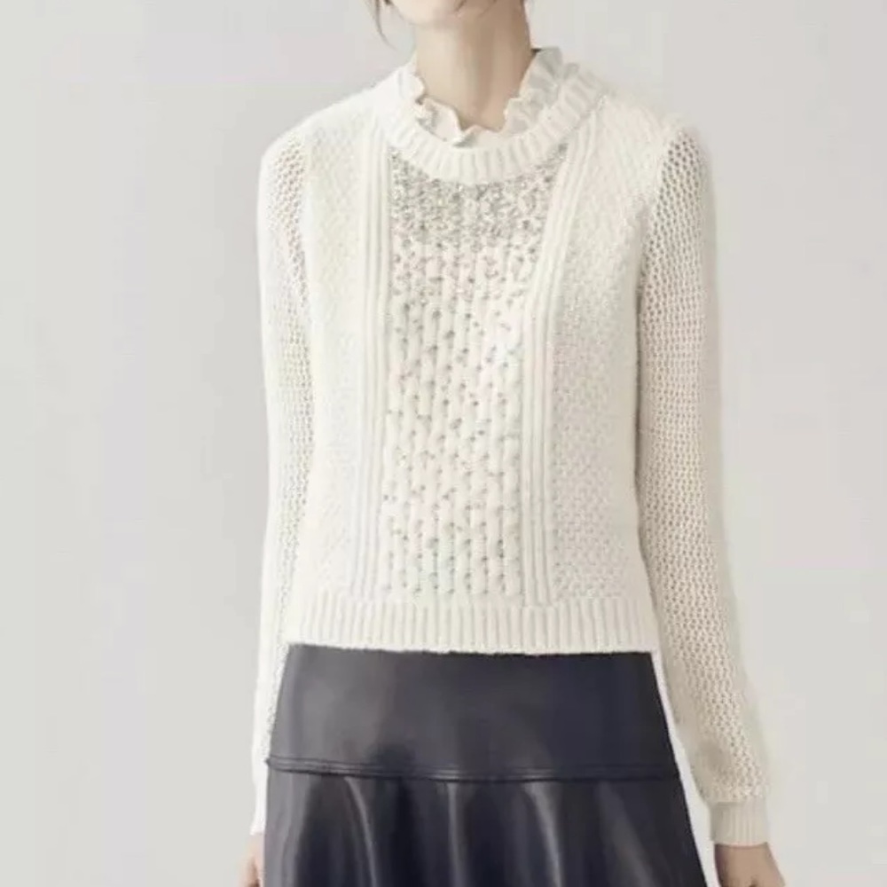 Rebecca Taylor Rhinestone Wool Cashmere Pullover